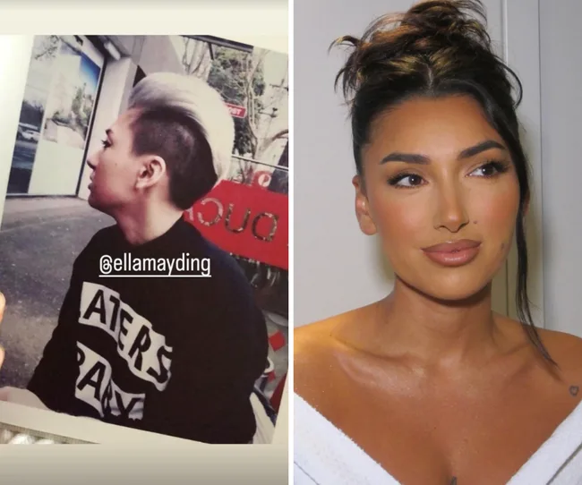 On the left, a person with a short undercut hairstyle; on the right, a person with styled hair in an updo.