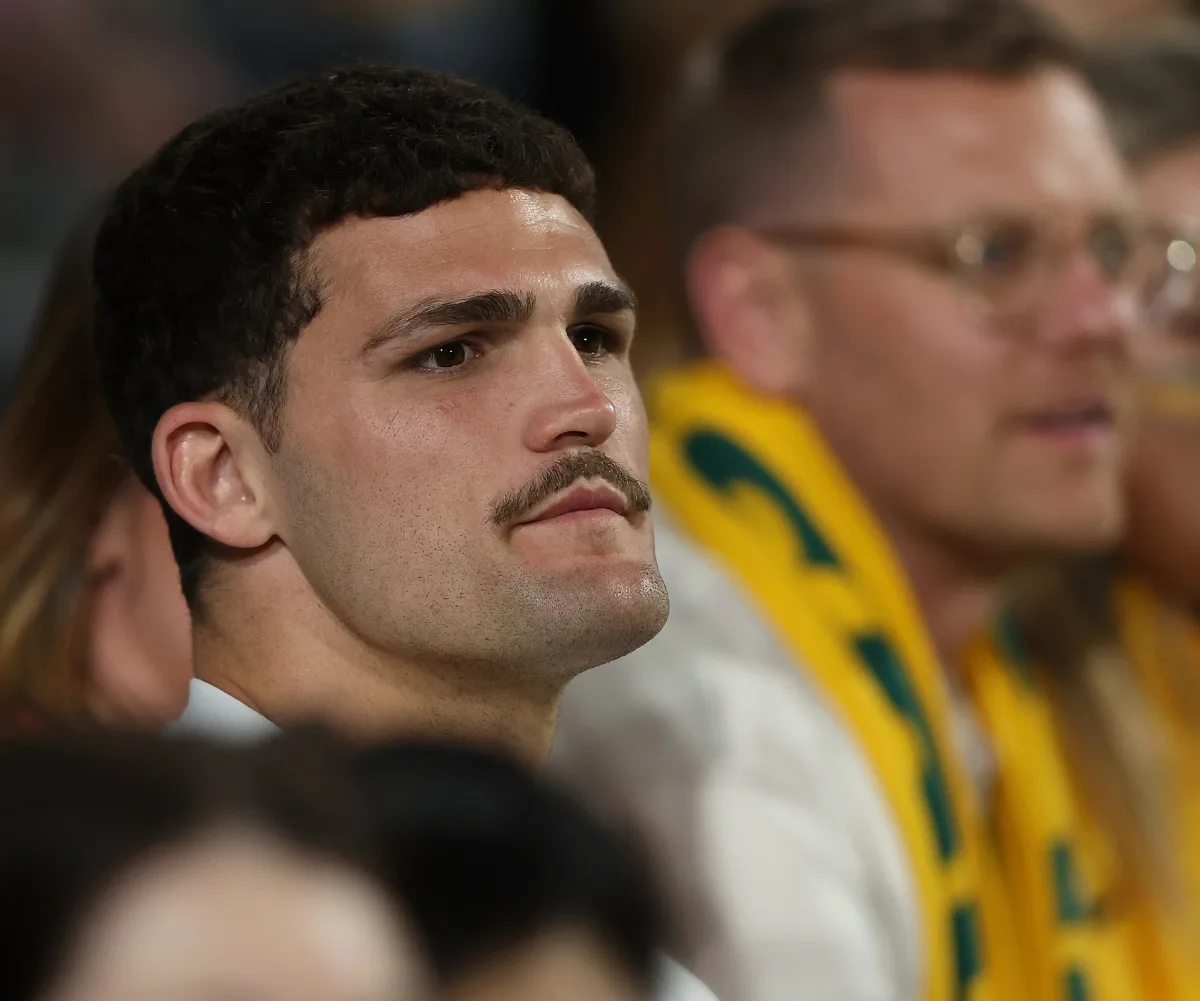 Nathan Cleary watching Matildas game
