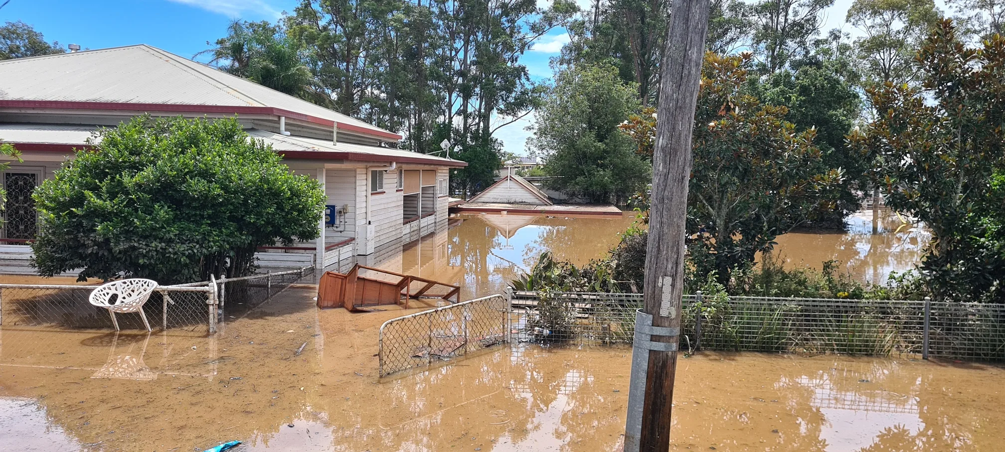 Floodwaters on the streets of Coraki after they'd gone down a little. 