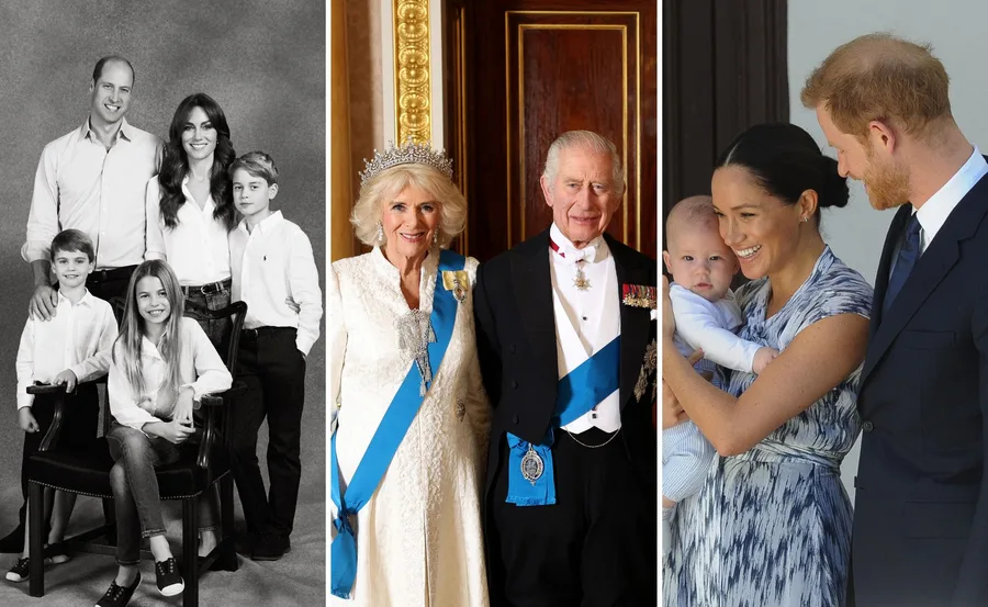 A collage of British royal family members in various formal and casual settings.