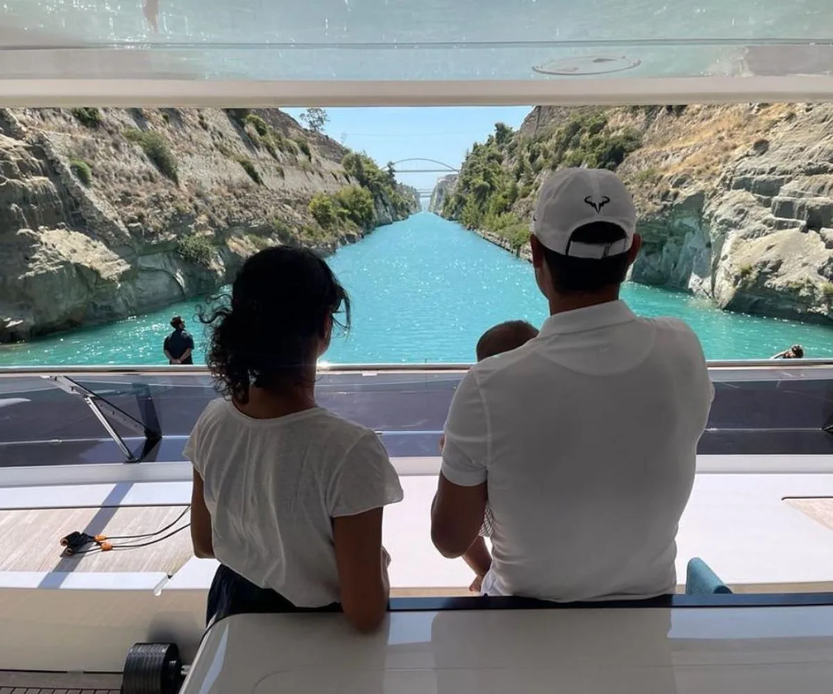 Rafael Nadal with his wife and son