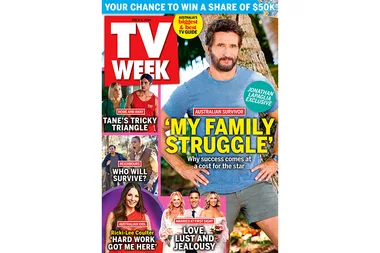 TV Week magazine cover featuring Jonathan LaPaglia, highlights on "My Family Struggle" and various TV shows.