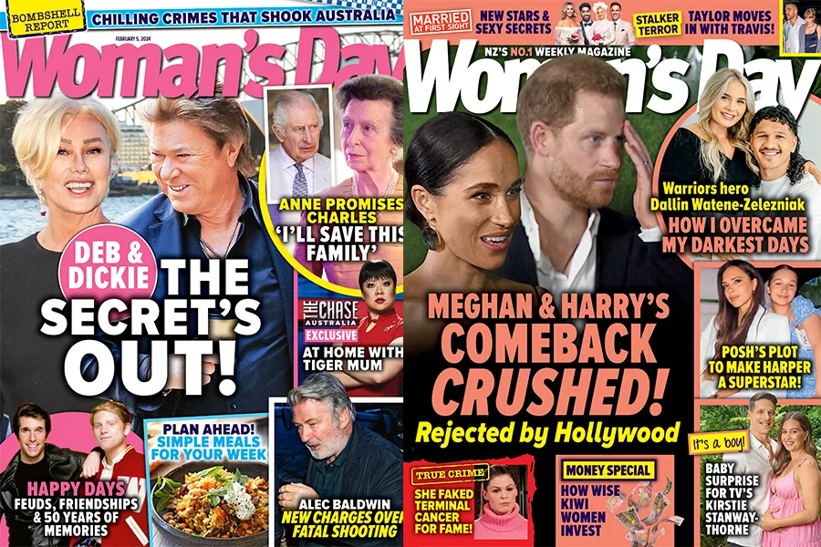 Women's Day magazine cover featuring various celebrity news headlines.
