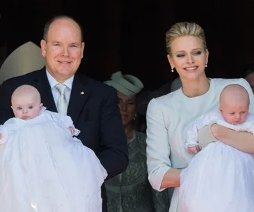 Prince Albert and Princess Charlene of Monaco with their baby twins