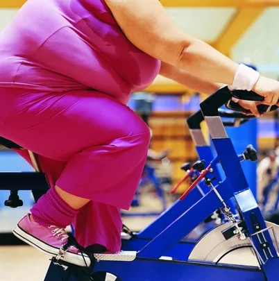 Fat person exercising