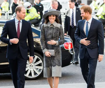 Kate, William and Harry step out with Queen