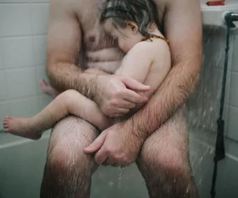 Dad with sick child