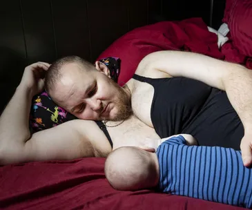Photo of trans dad chest-feeding son goes viral