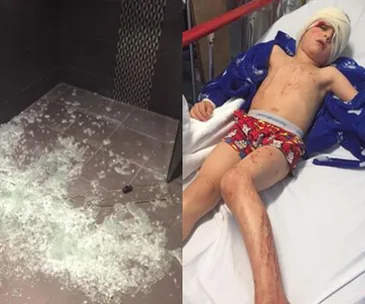Terrified mum issues warning after shower screen explodes on her 4-year-old