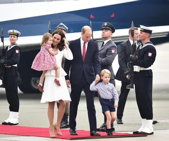 William and Kate arrive in Poland with Prince George and Princess Charlotte
