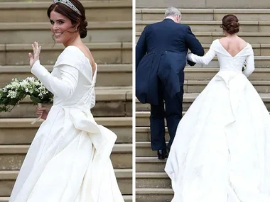 The beautiful wedding dress and tiara Princess Eugenie wore for her royal wedding