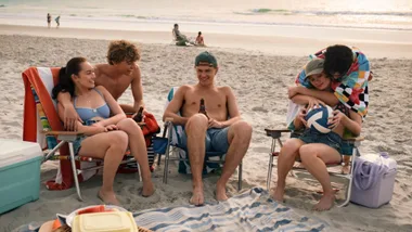 The Summer I Turned Pretty Season three cast on the beach