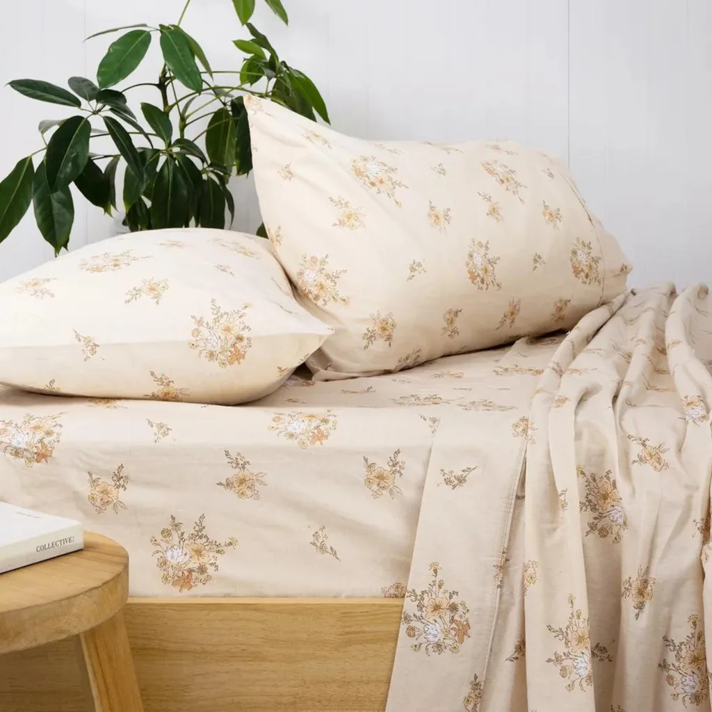 Floral flannelette sheet set from The Iconic