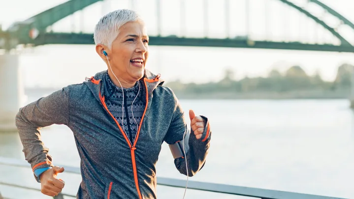 Woman power walking
