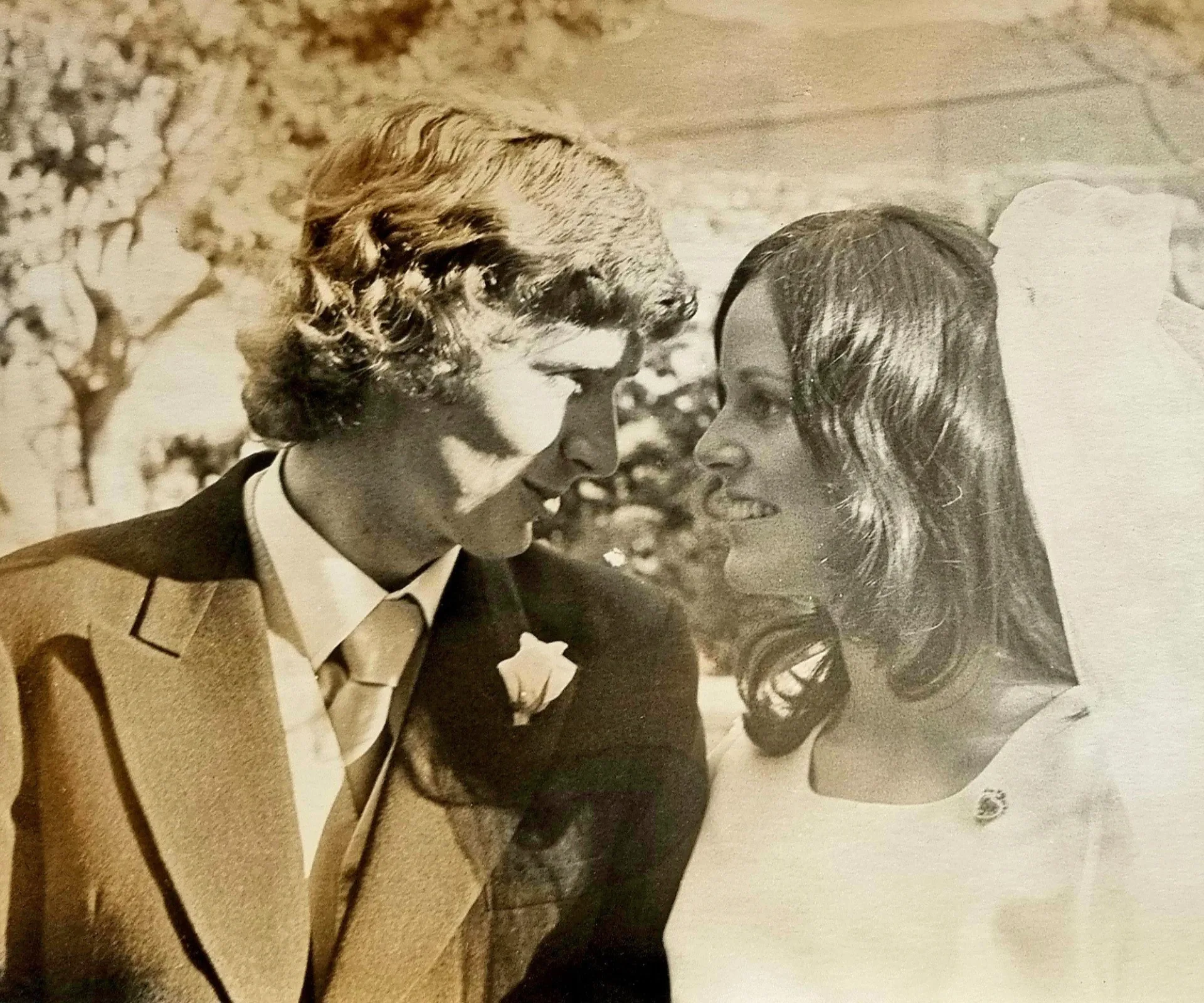 Judy and Chris on their wedding day