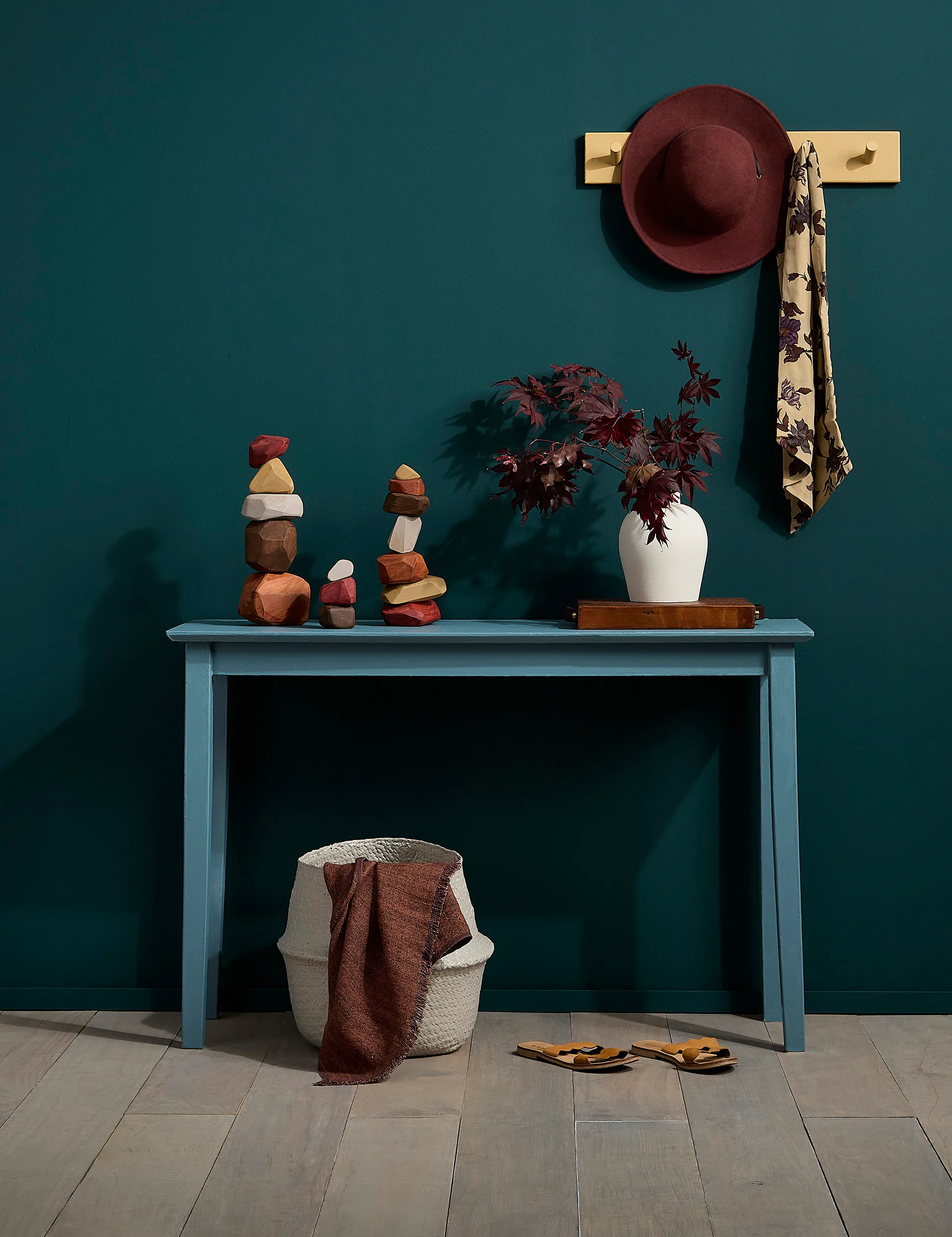 Entry space painted in blue wall