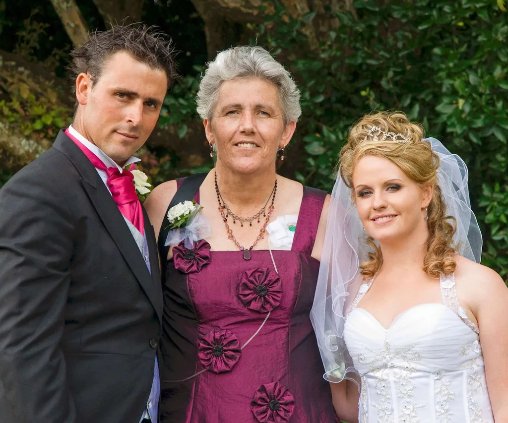 Louise, Justin and his mother, Susan on the couple's wedding day