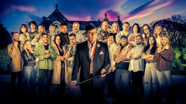 The Traitors NZ 2024 press image with Paul henry in front of the entire cast