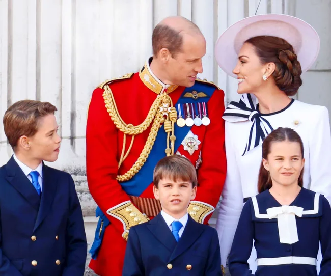 Prince William, Princess Kate and their kids on the balcony at the Trooping The Colour parade