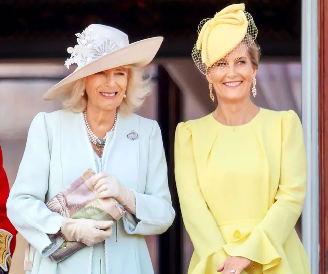 Queen Camilla and Sophie, Duchess of Edinburgh on the balcony at the Trooping The Colour parade