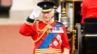 King Charles saluting at the Trooping The Colour parade