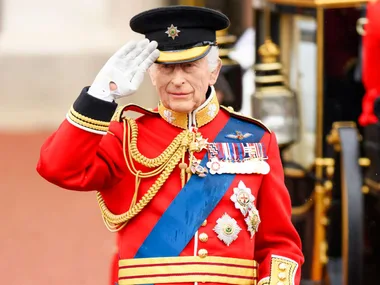 King Charles saluting at the Trooping The Colour parade