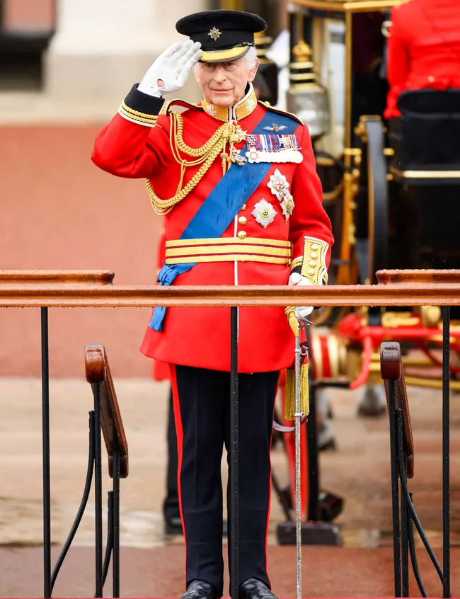King Charles saluting at the Trooping The Colour parade
