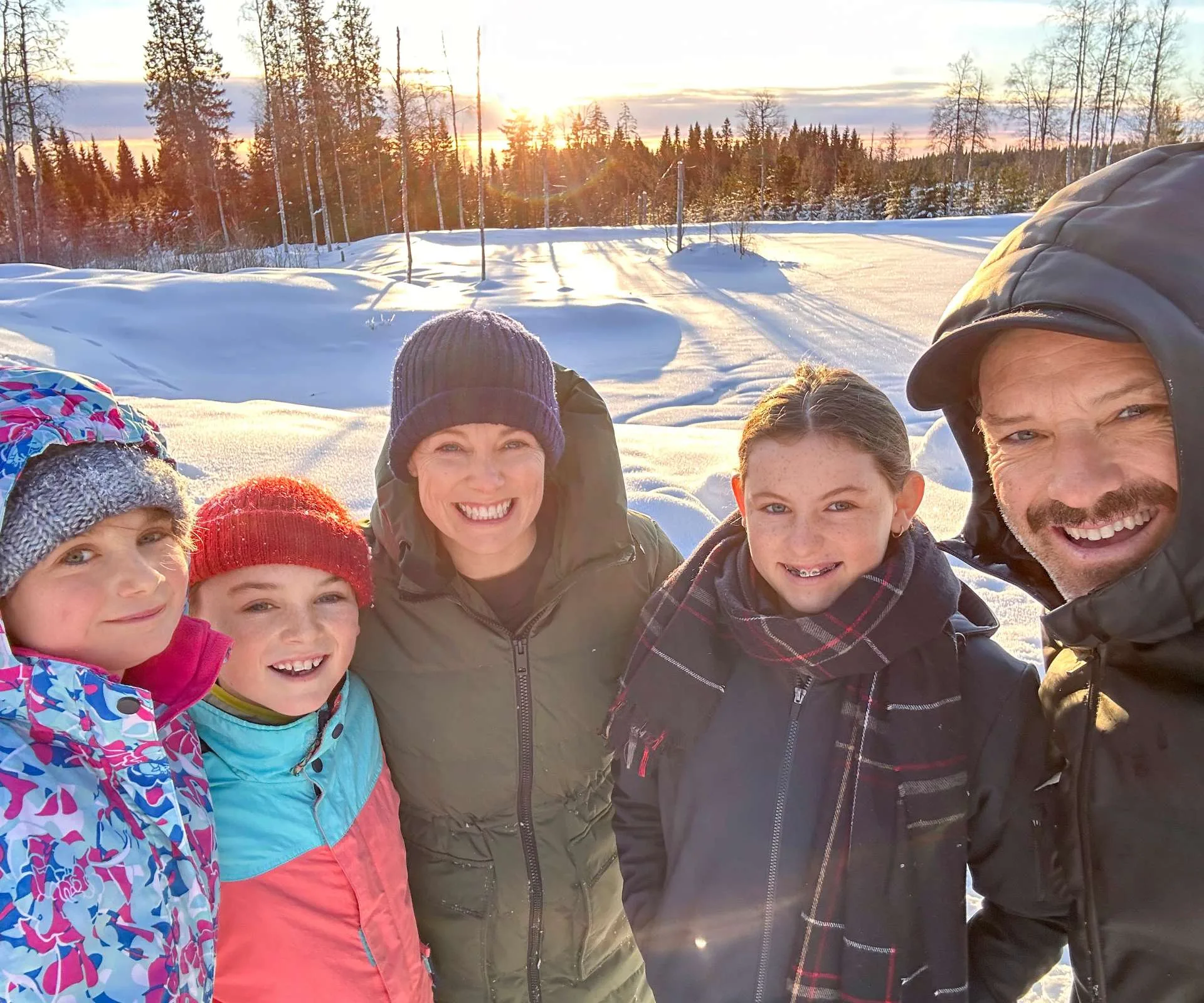 Hadyn and the Jones family in the snow in Norway