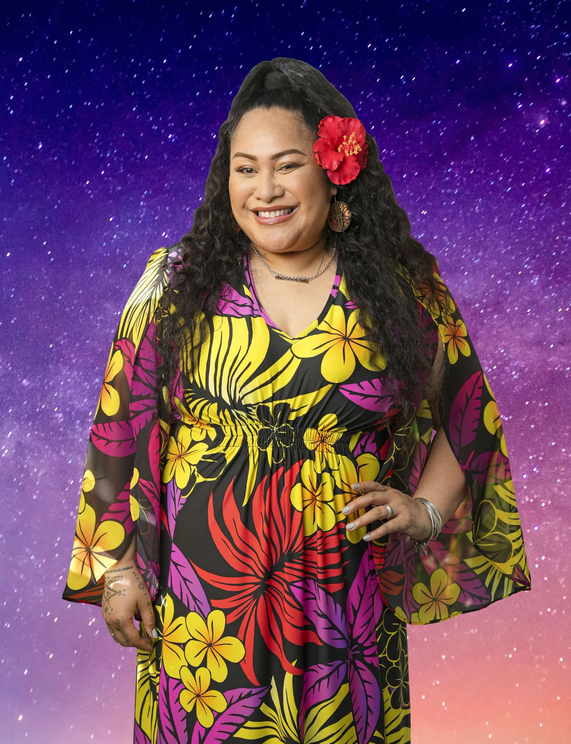 Bella Kalolo-Suraj edited onto a Matariki star background