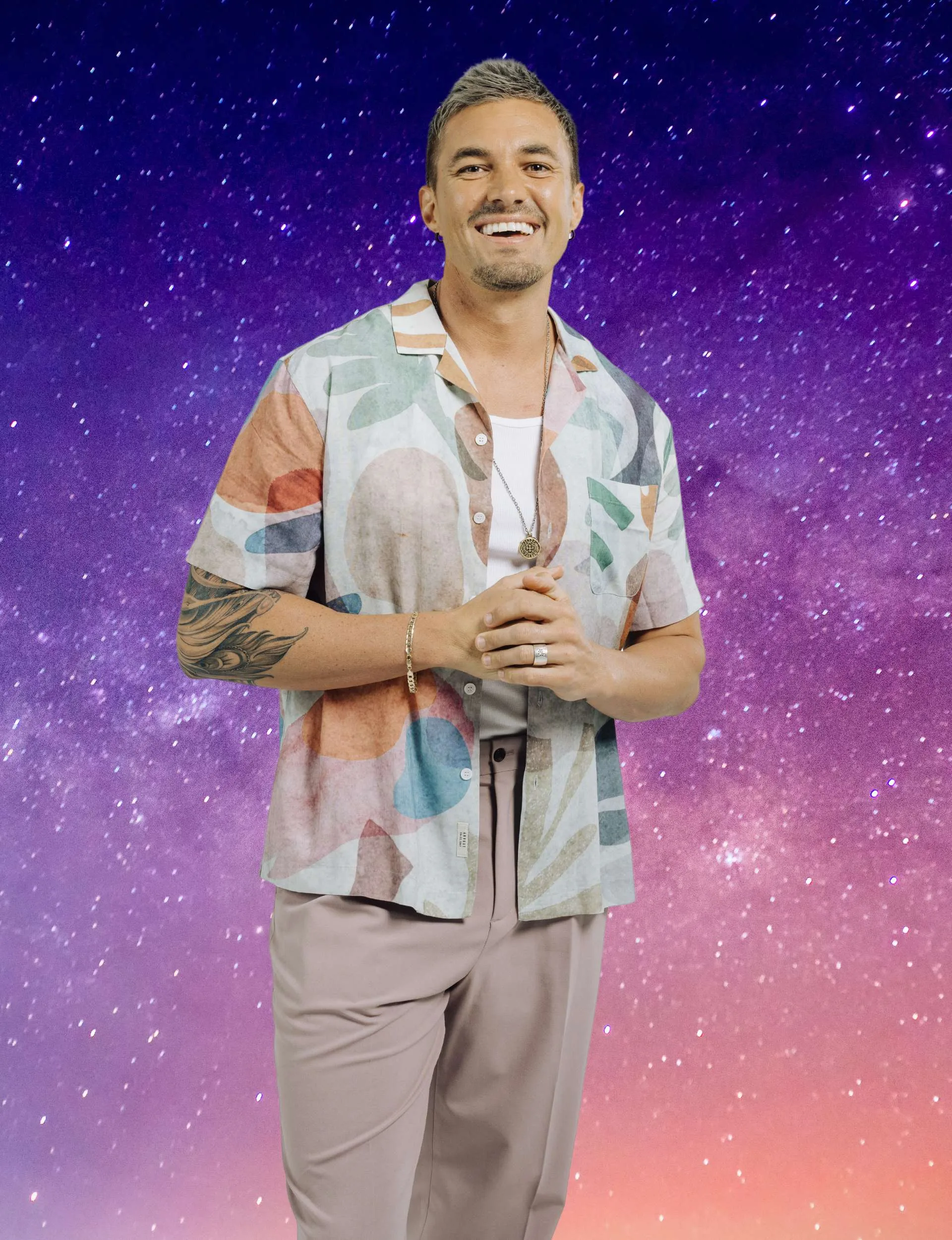 Clint Randell edited onto a Matariki star background