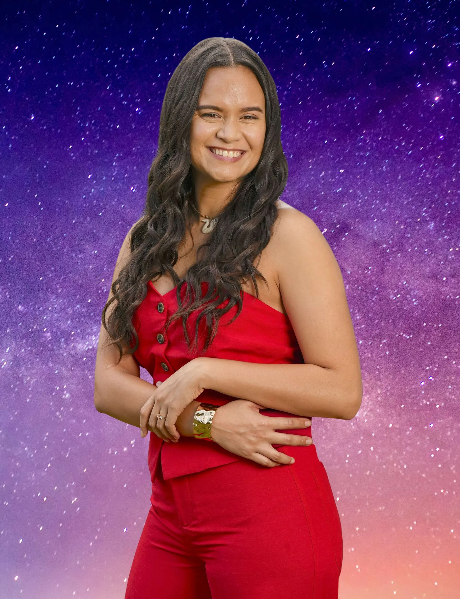 Acushla Tara-Kupe edited onto a Matariki star background