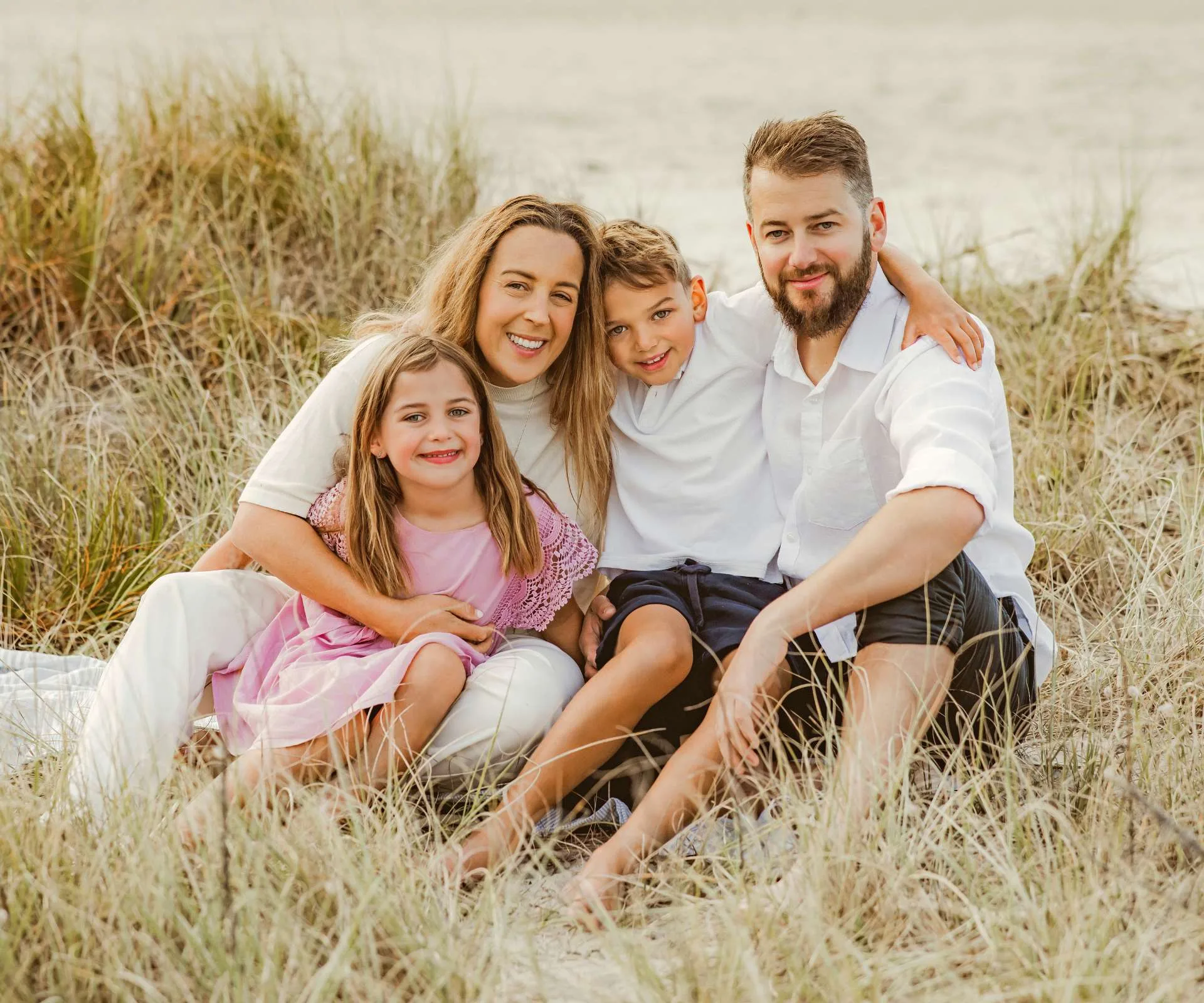 A family photo of Emma Michelson, Richard O&rsquo;Brien, and their two children, Ollie and Sophia.