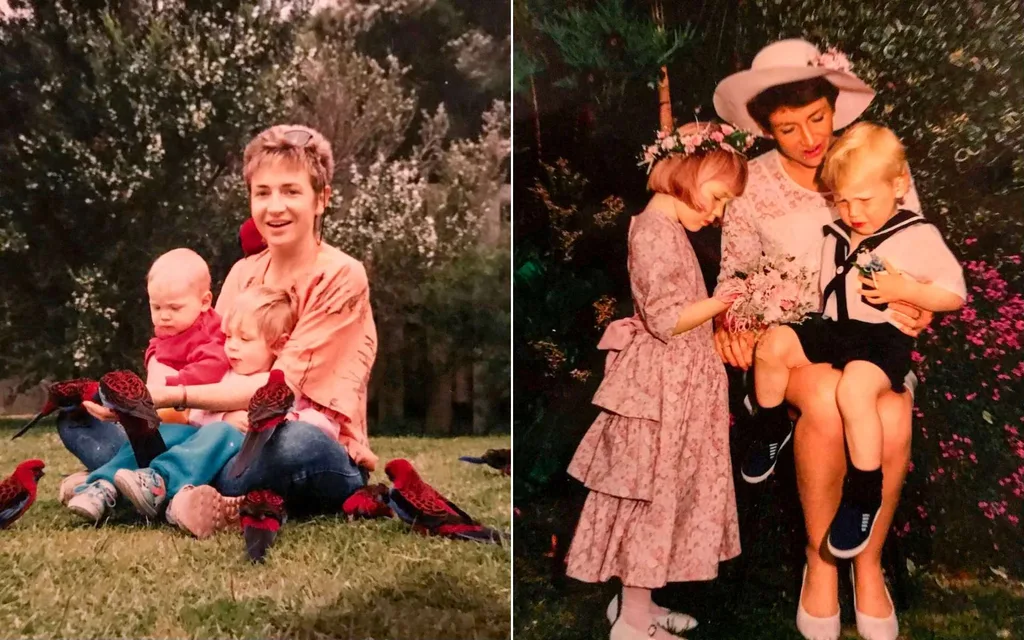 Two images side by side of 6-year-old Holly and her mother