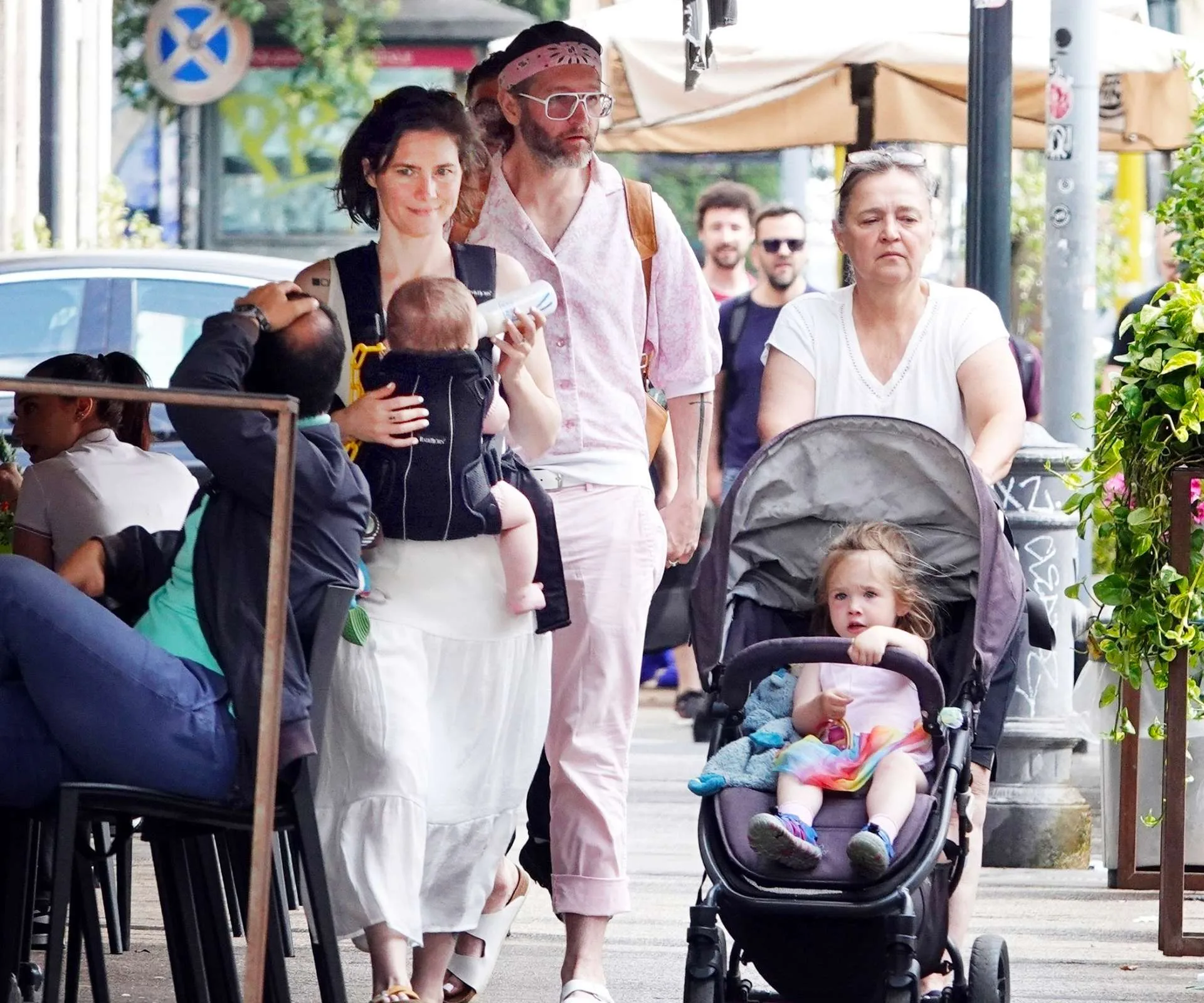 Amanda and her family walking down an Italian street