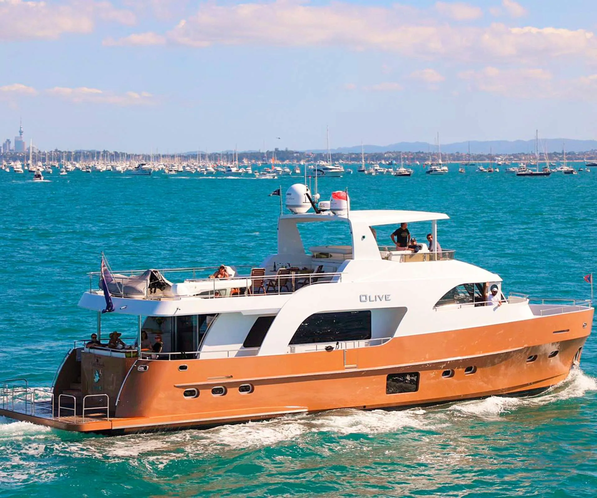 The Olive boat on the water