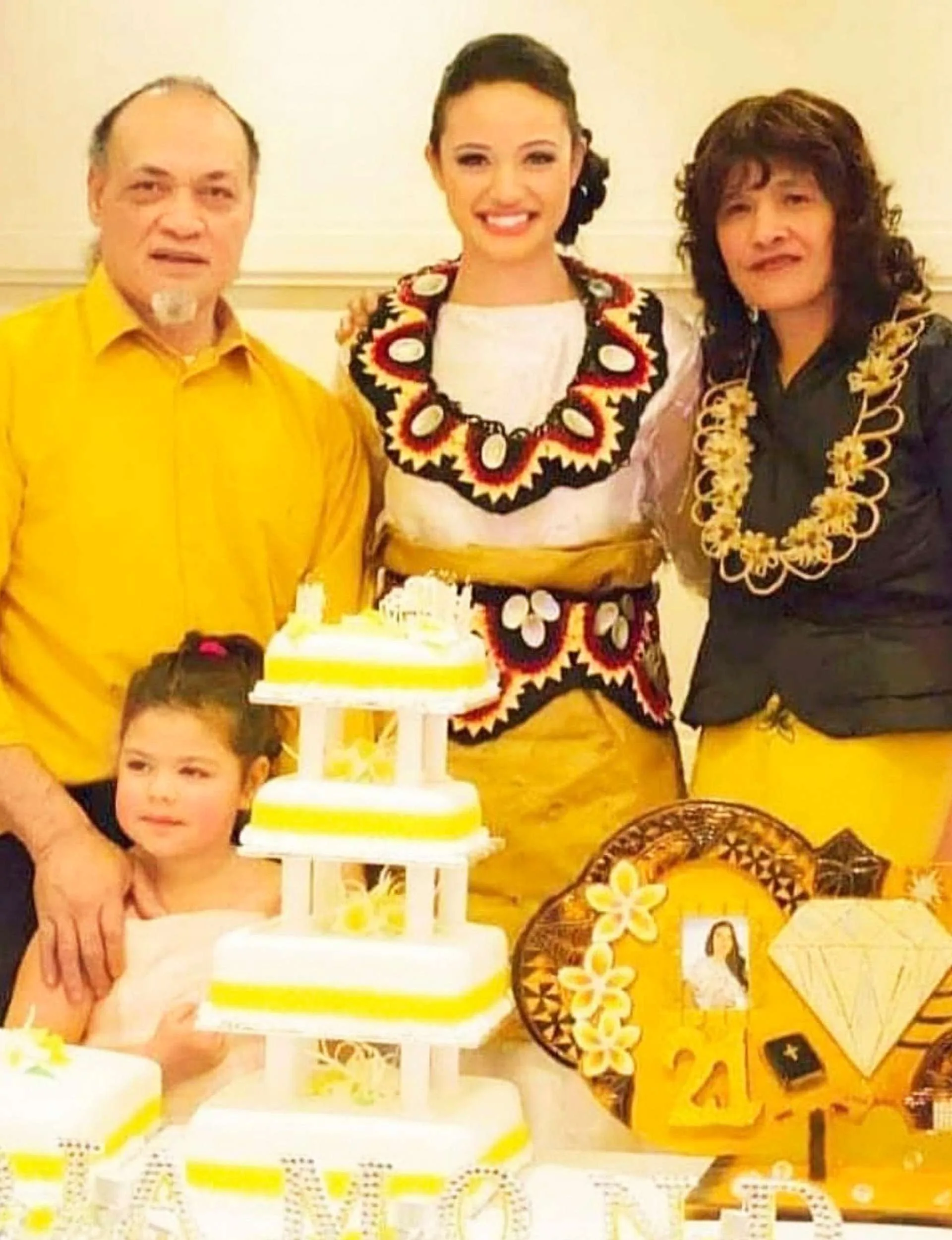 Diamond and her beloved parents on her 21st birthday
