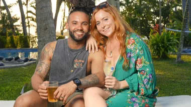 MAFS stars Maddie and Nate sharing a drink