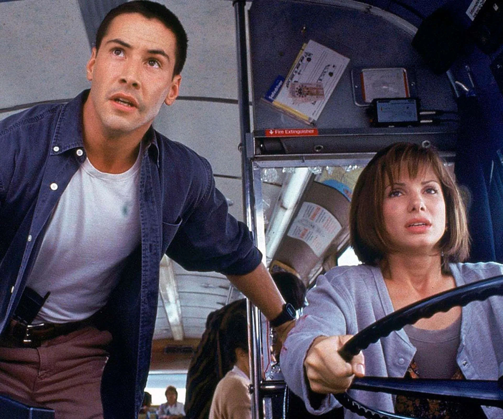 Sandra Bullock and Keanu Reeves in Speed
