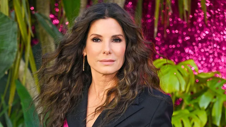 Sandra Bullock with her hair blowing in the wind