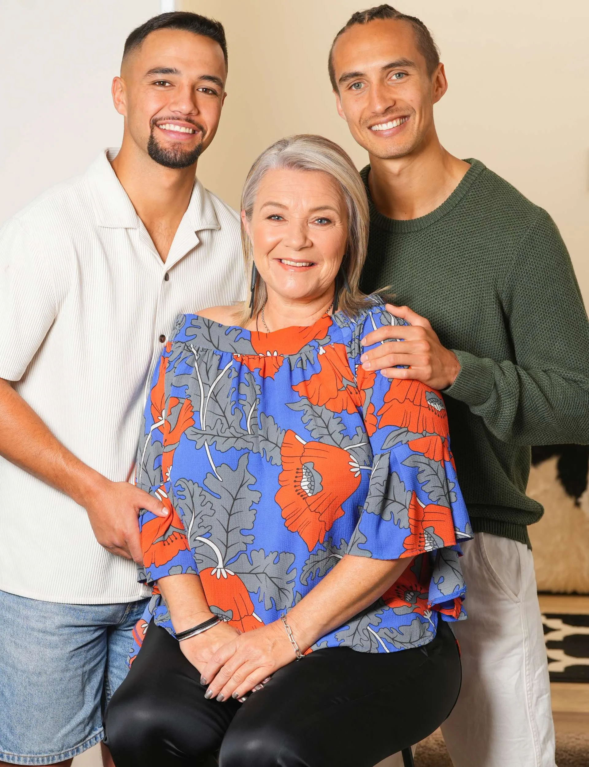 Zak, Jake and mum Michelle Martin.