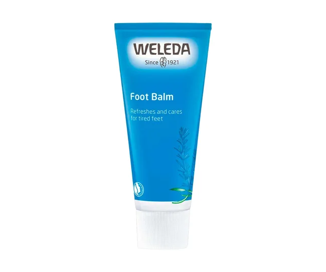 A blue tube of foot care balm