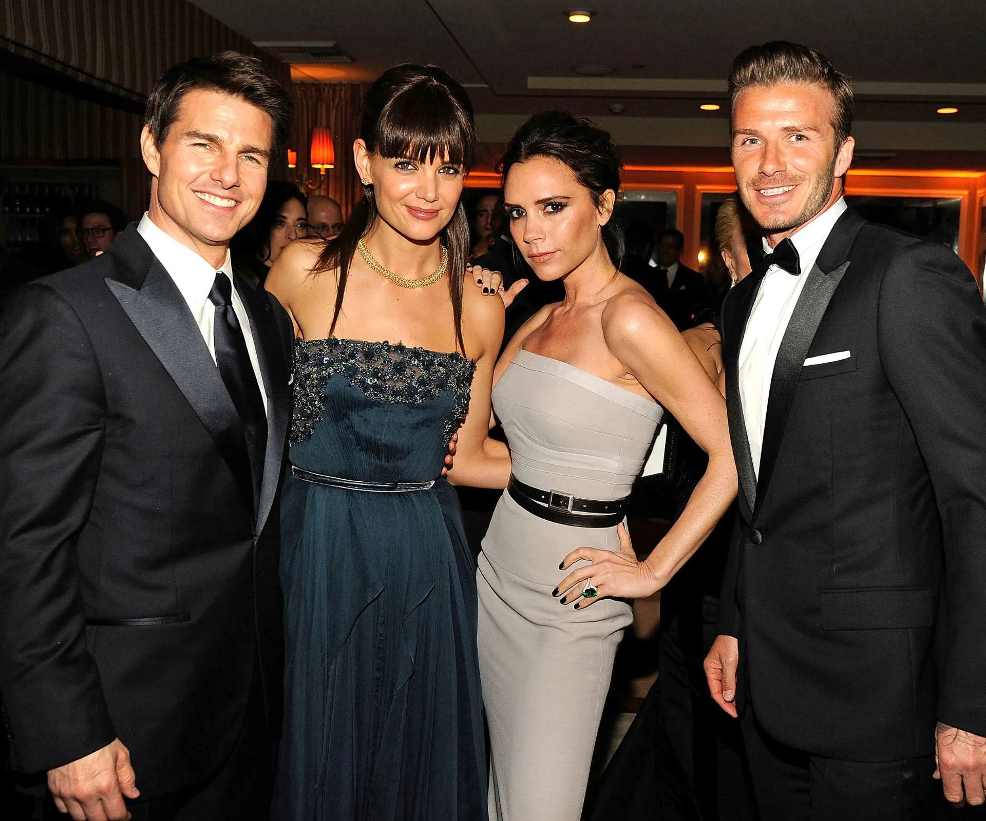 Tom Cruise with ex-wife Katie, Victoria and David Beckham