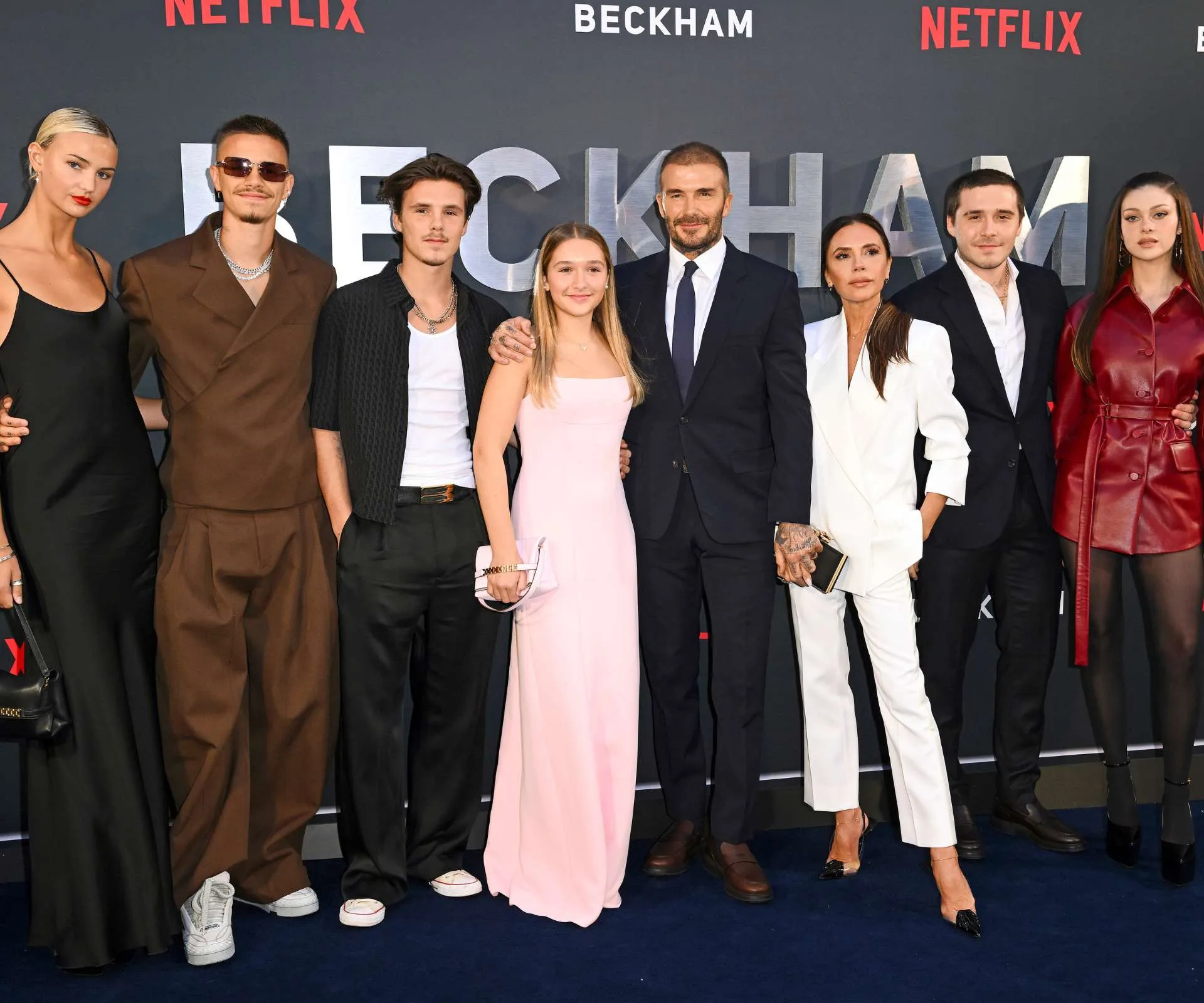 The Beckham family on the red carpet at the premiere of their documentary