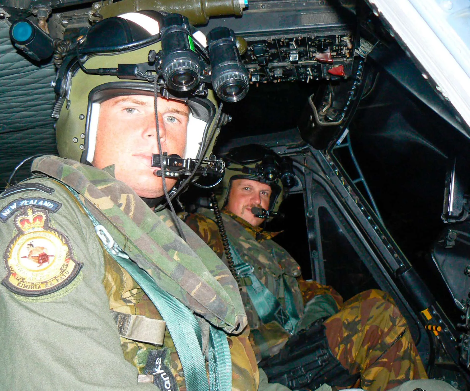 Tim Costley in a helicopter in his Air Force uniform