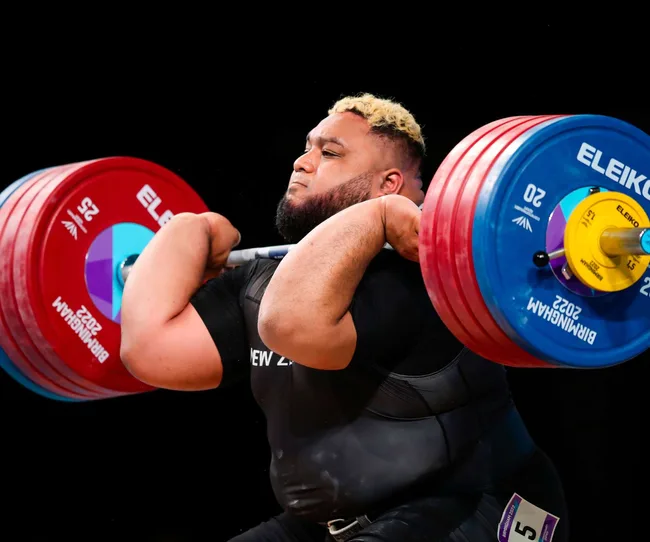 One of the 2024 Olympians David Liti in action weightlifting