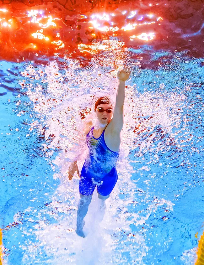 One of the 2024 Olympians, Erika Fairweather in action in the swimming pool