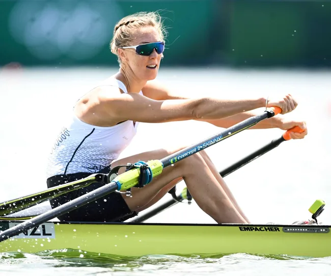 One of the 2024 Olympians, Emma Twigg in her single boat