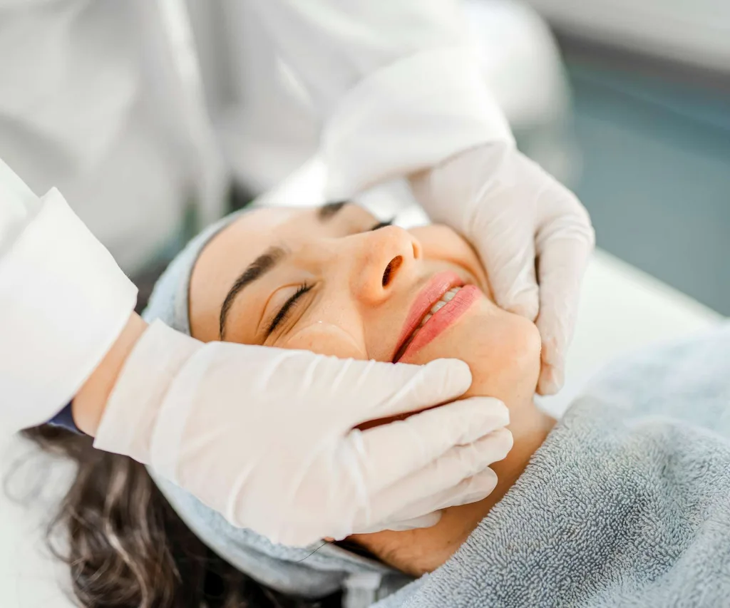 Woman getting a professional facial