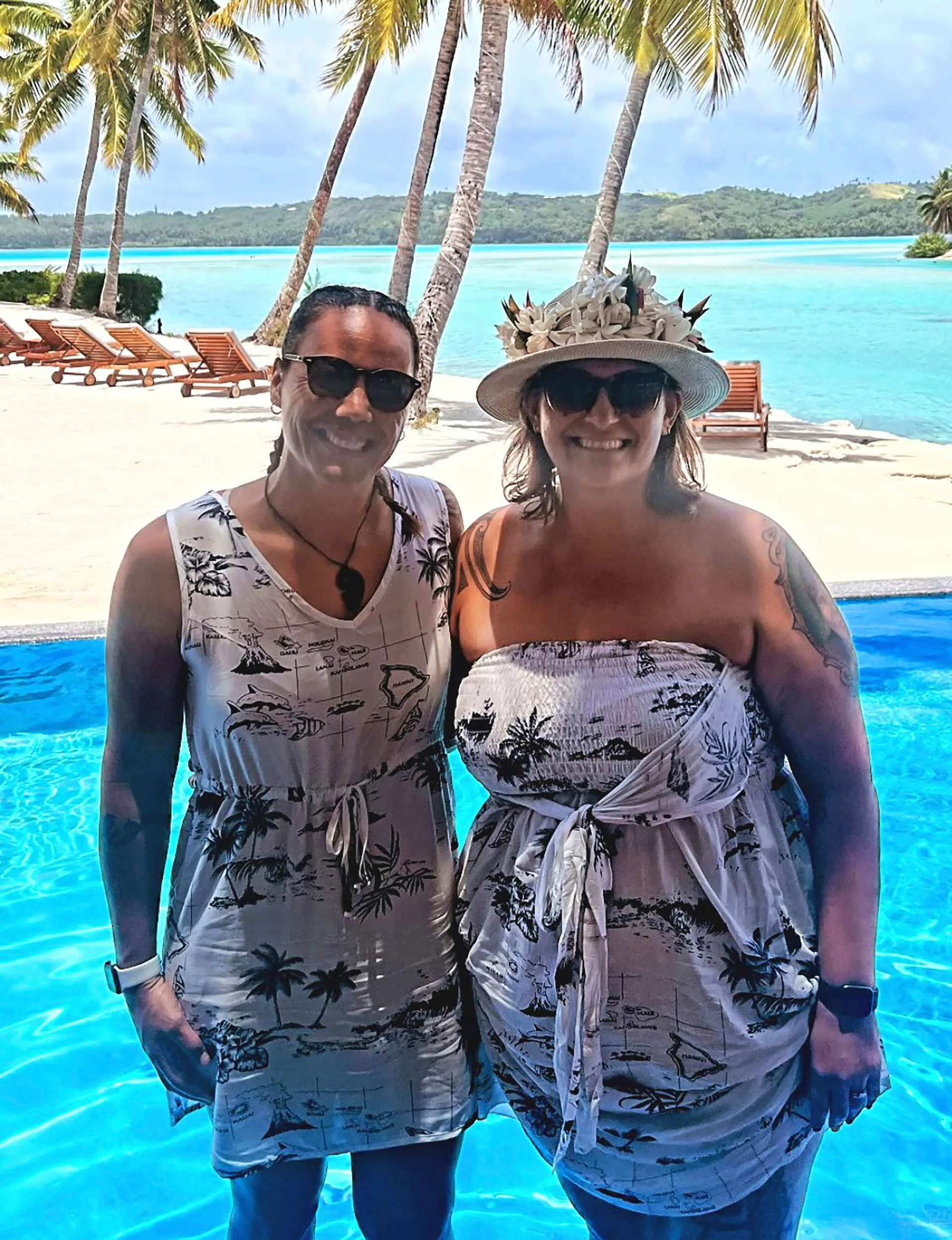 Honey and Rochelle in Rarotonga together