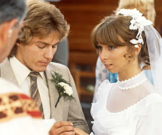 Helen Worth as Gail marrying Brian on Coronation Street